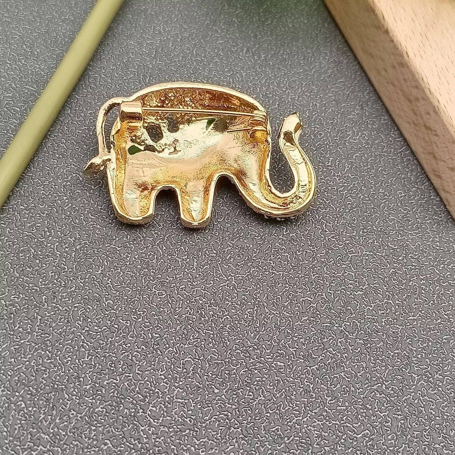 Cute Rhinestone Enamel Elephant Brooch