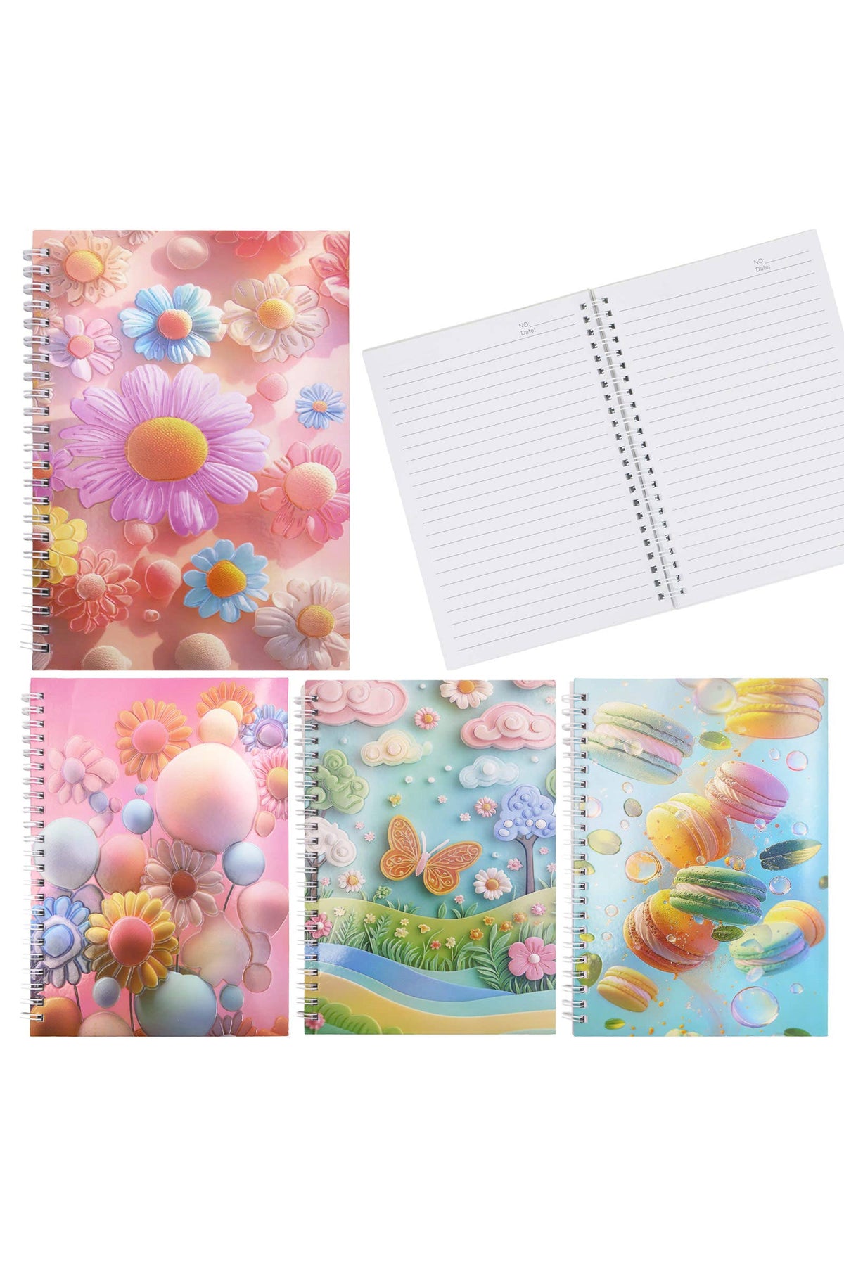 Flower Variety Iridescent A5 Spiral Bound Notebook - 12 Pcs: ASSORTED / ONE SIZE