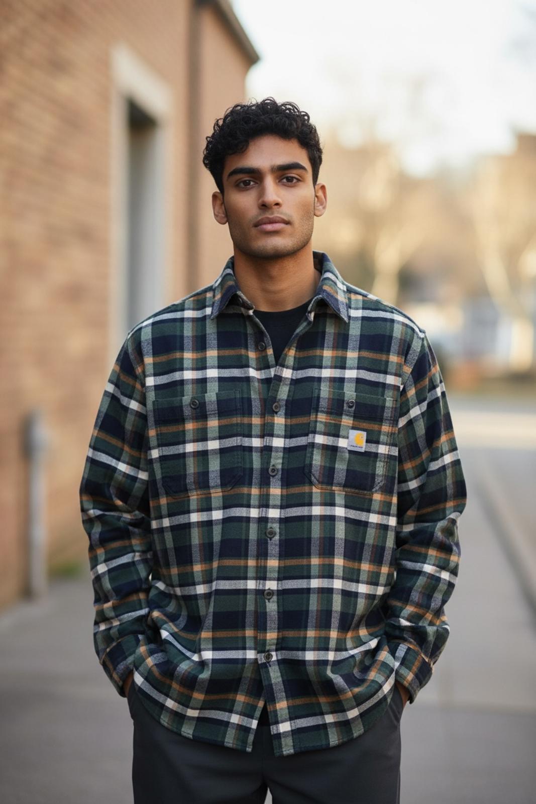 Carhartt Men's Long Sleeve Plaid Flannel Shirt Size Medium