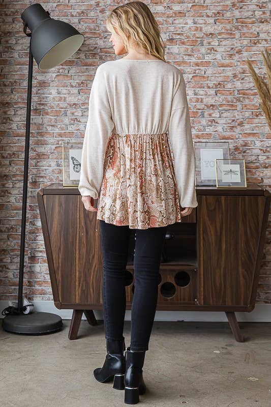 ET7348-10 BABYDOLL TOP: BRICK / 2-2-2 (S-M-L)