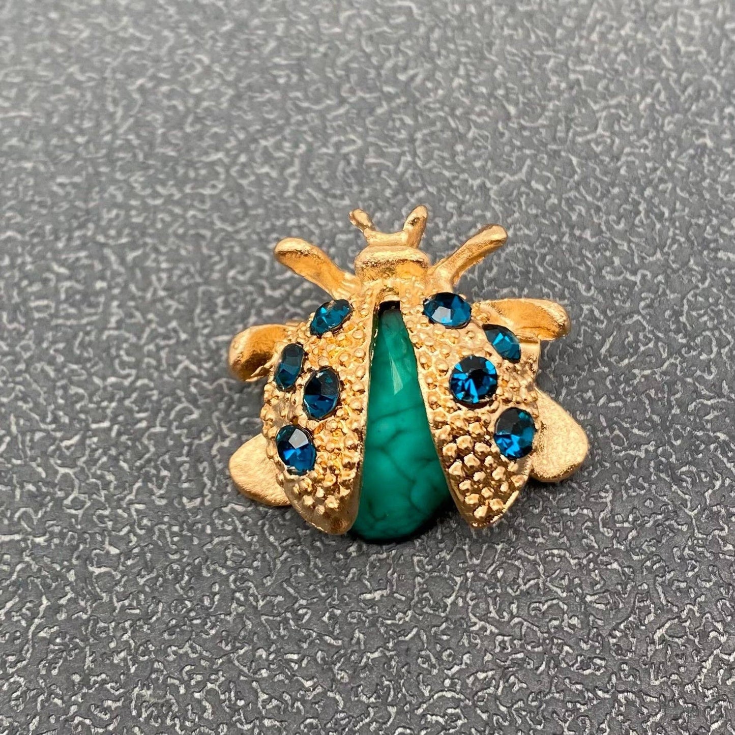 Colorful Rhinestone Ladybug Brooch: Colored