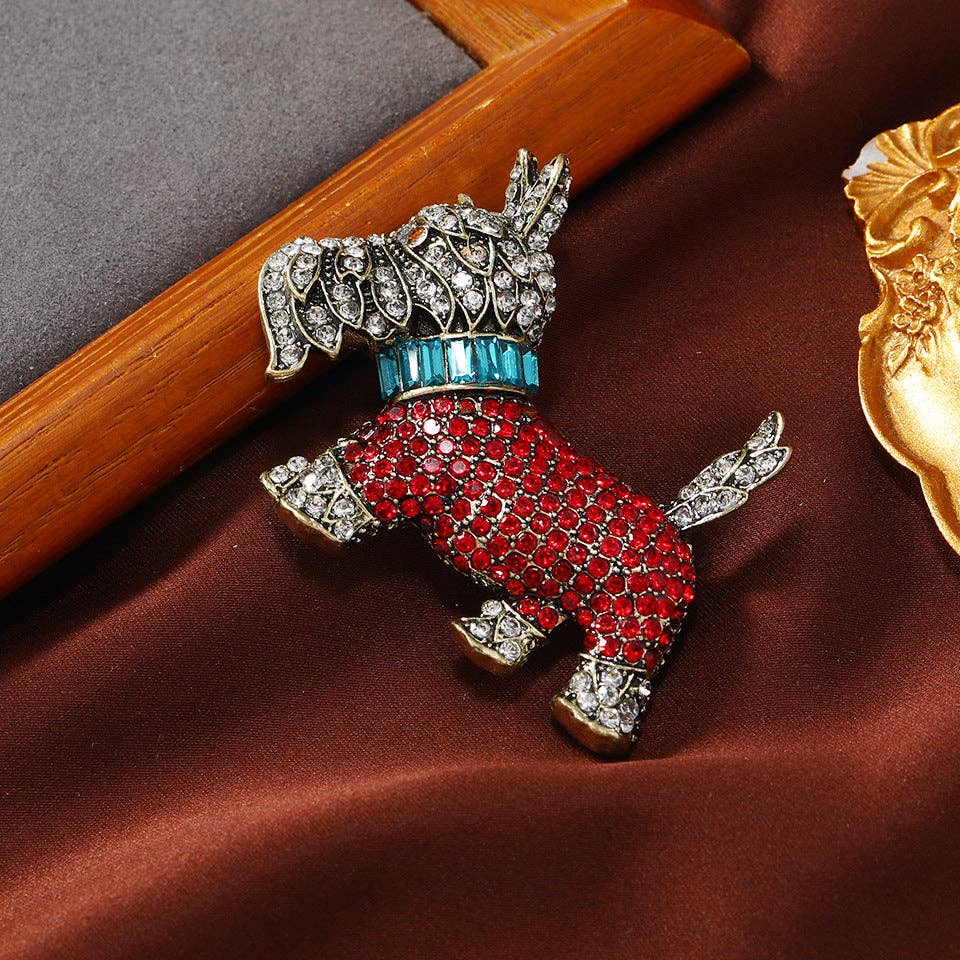French Bulldog Enamel Brooch Cute Animal Pin Vintage Style: Red Scottish Terrier Brooch