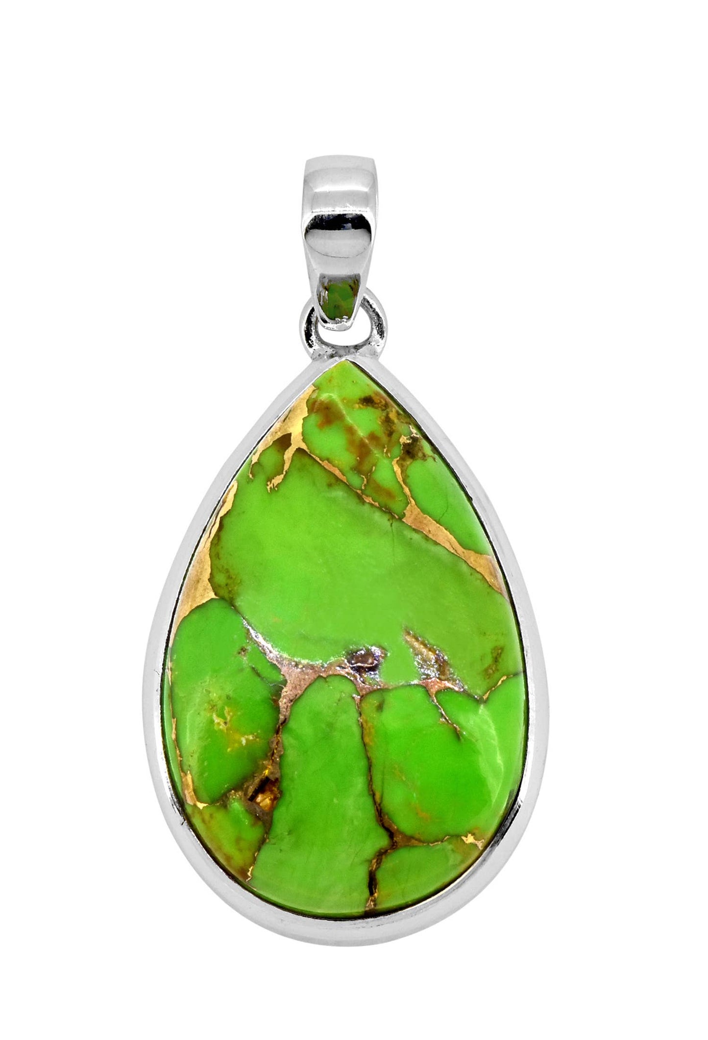 Green Turquoise Necklace 925 Sterling Silver 18" Chain