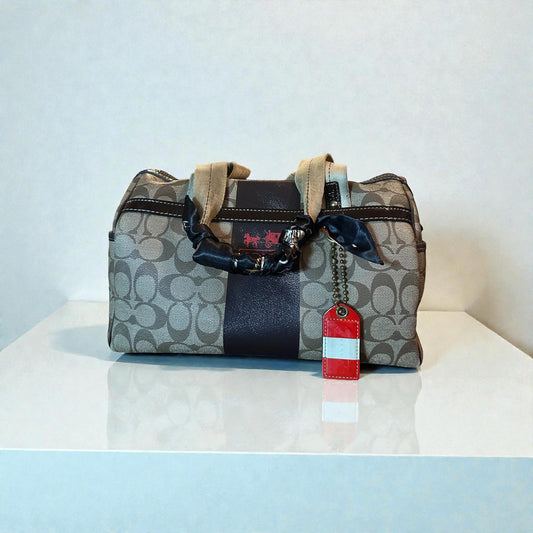 Coach Y2K Signature Stripe Barrel Satchel Canvas Leather