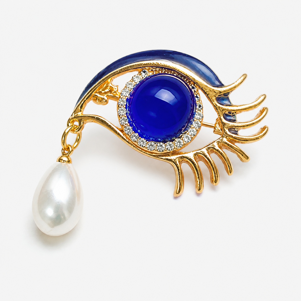 Baroque Style Eye Brooch with Pearl Tassel: A1