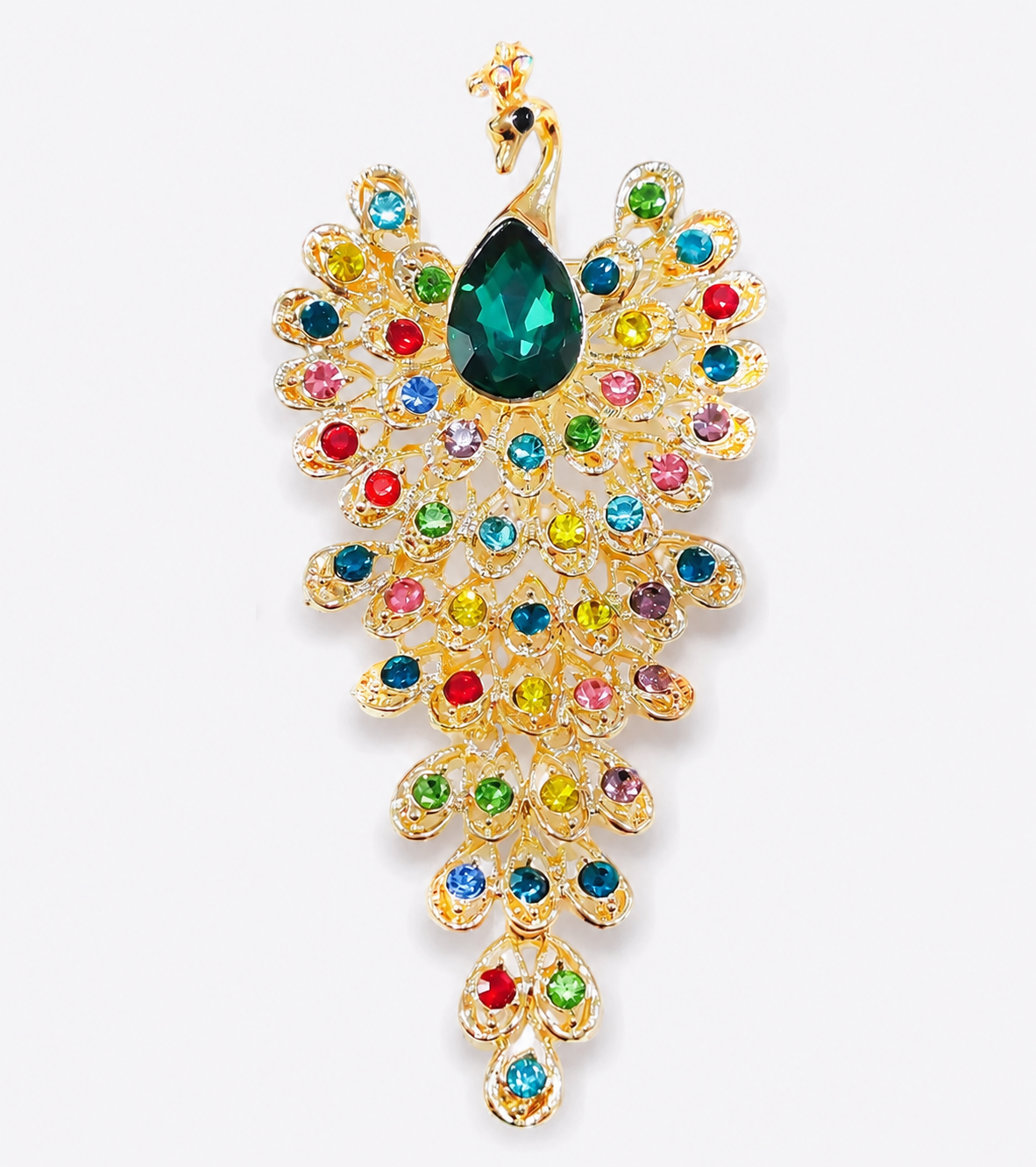 Majestic Crystal Peacock Brooch Pin: A1