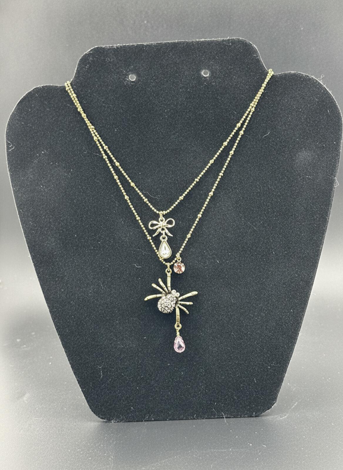 Betsey Johnson Double Layer Spider Pendant Necklace