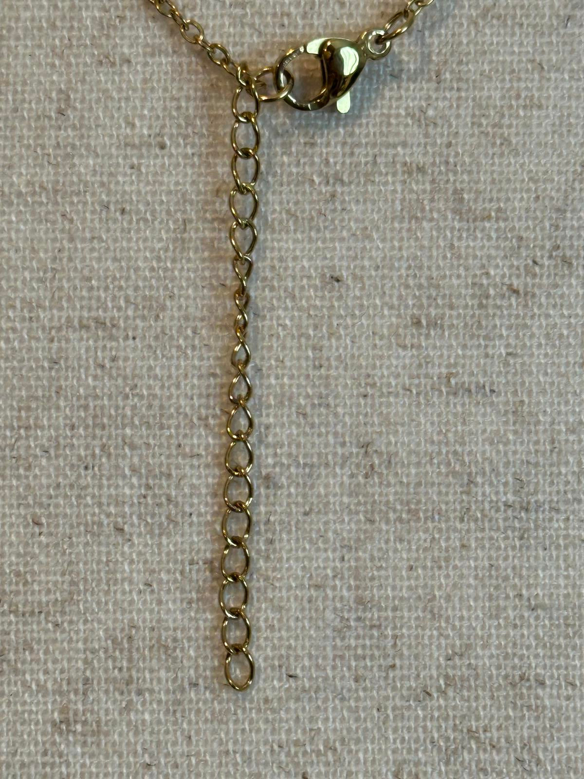 Stainless Elegant Gold Tone Necklace with Floral Pendant