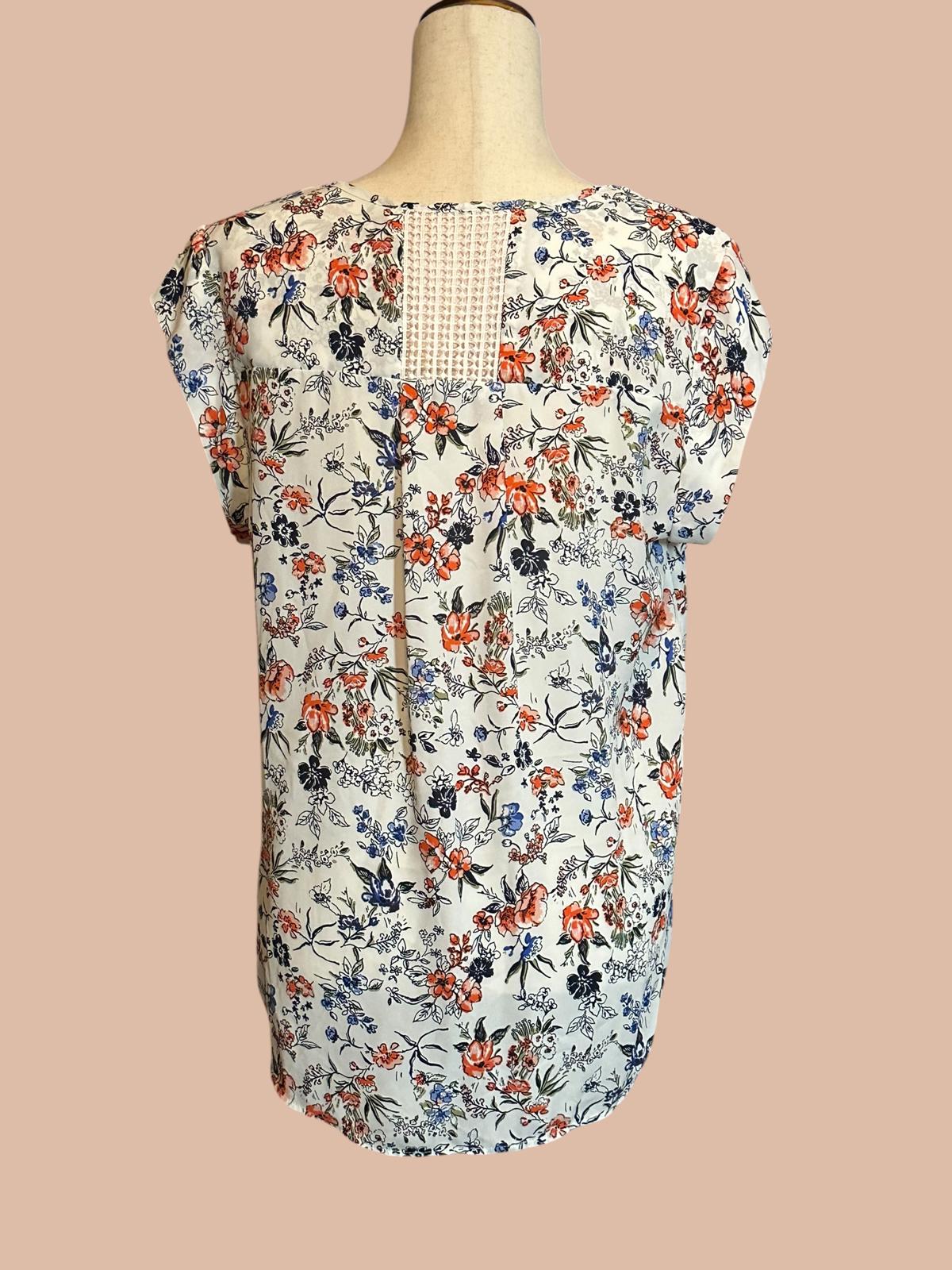 Daniel Rainn Floral Crochet Detail Blouse, Size Large