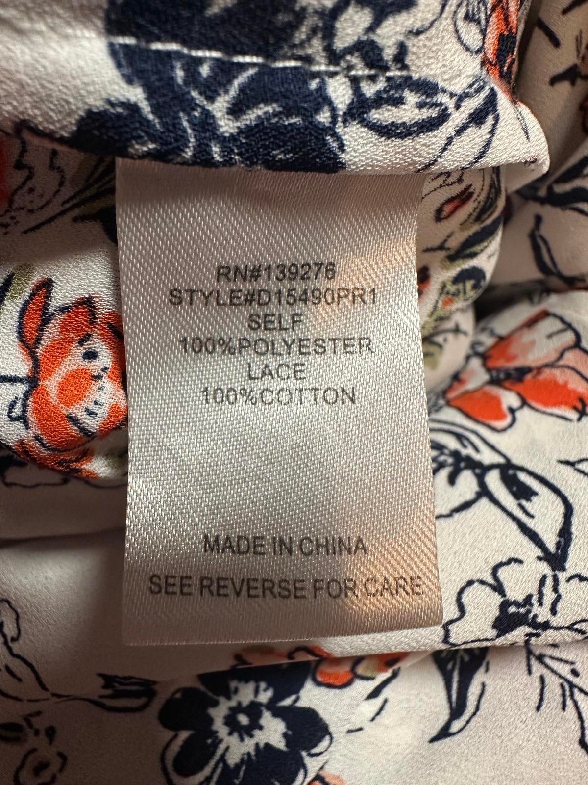 Daniel Rainn Floral Crochet Detail Blouse, Size Large