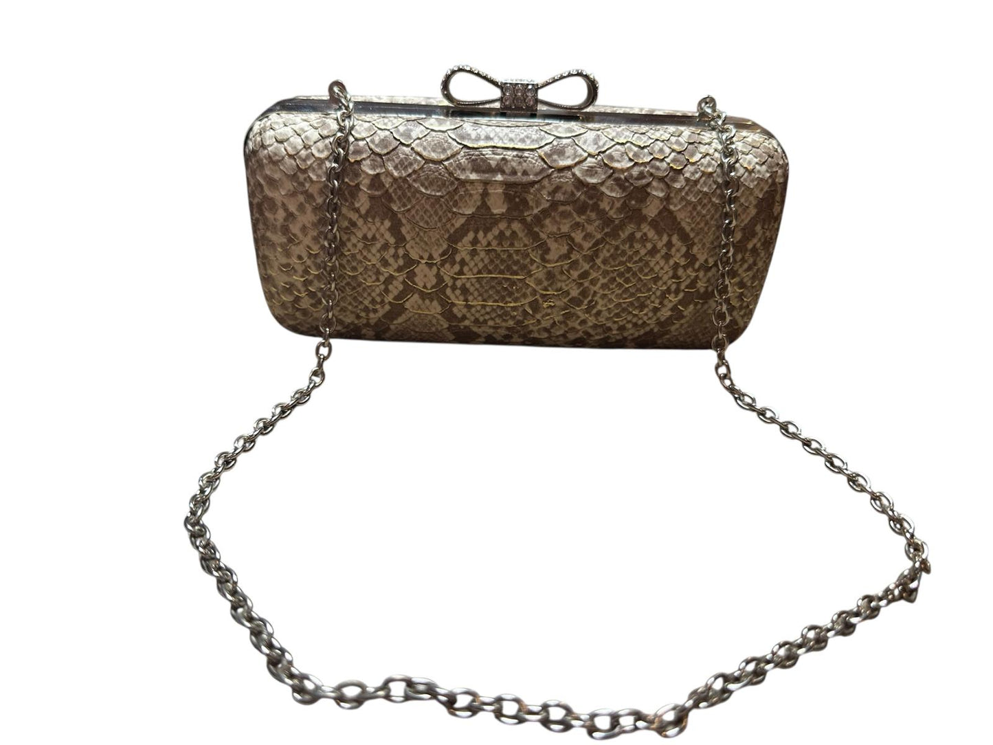 Expressions NYC Faux Snakeskin Evening Clutch with Chain