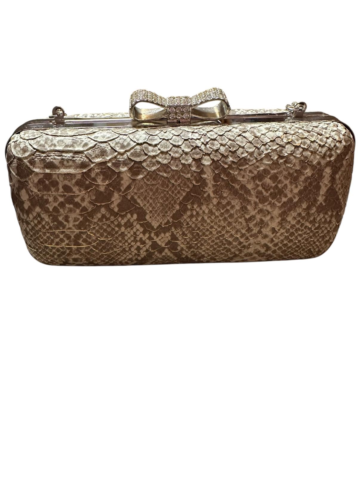Expressions NYC Faux Snakeskin Evening Clutch with Chain