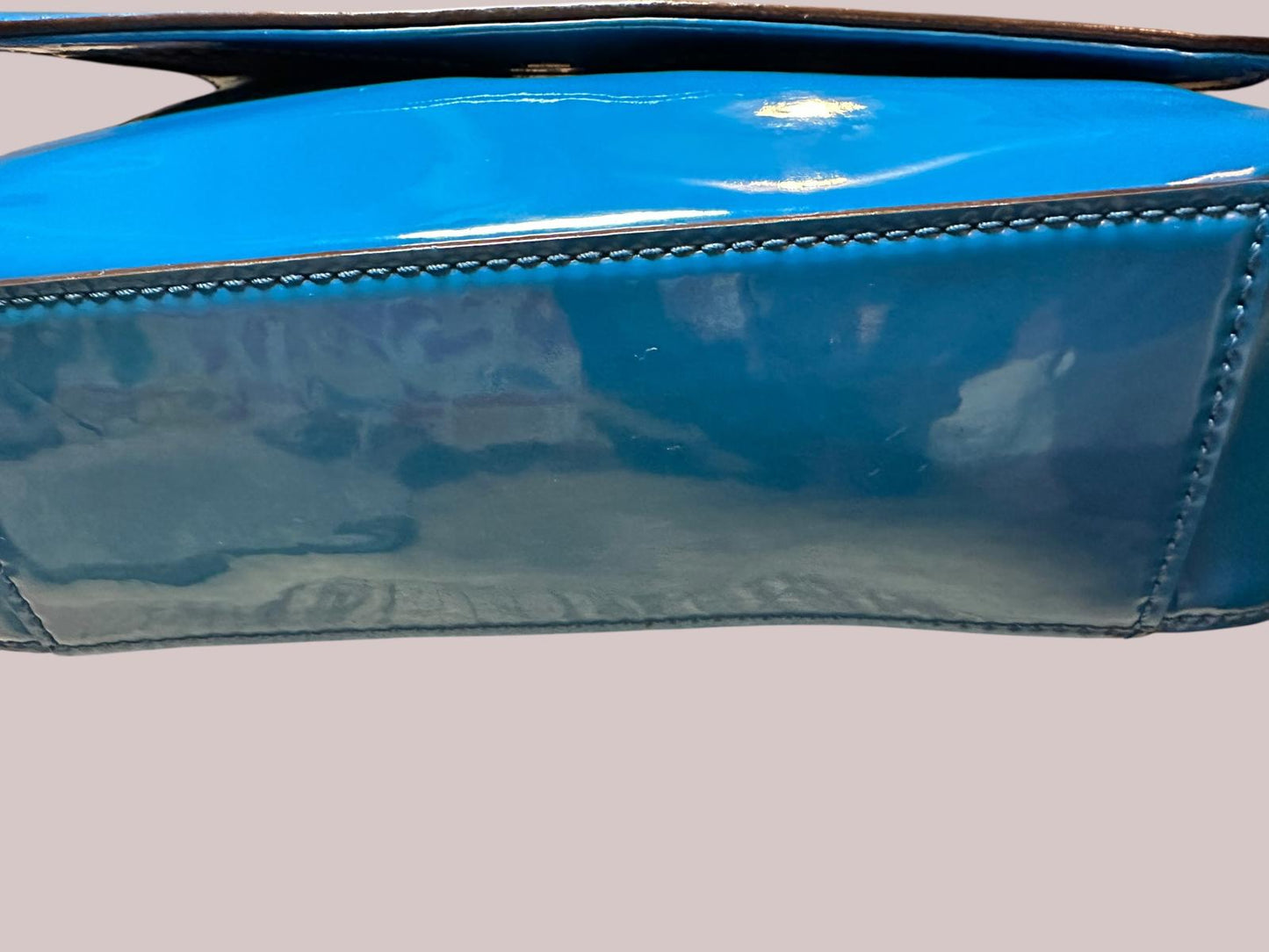 Kate Spade Blue Patent Leather Crossbody Bag EUC