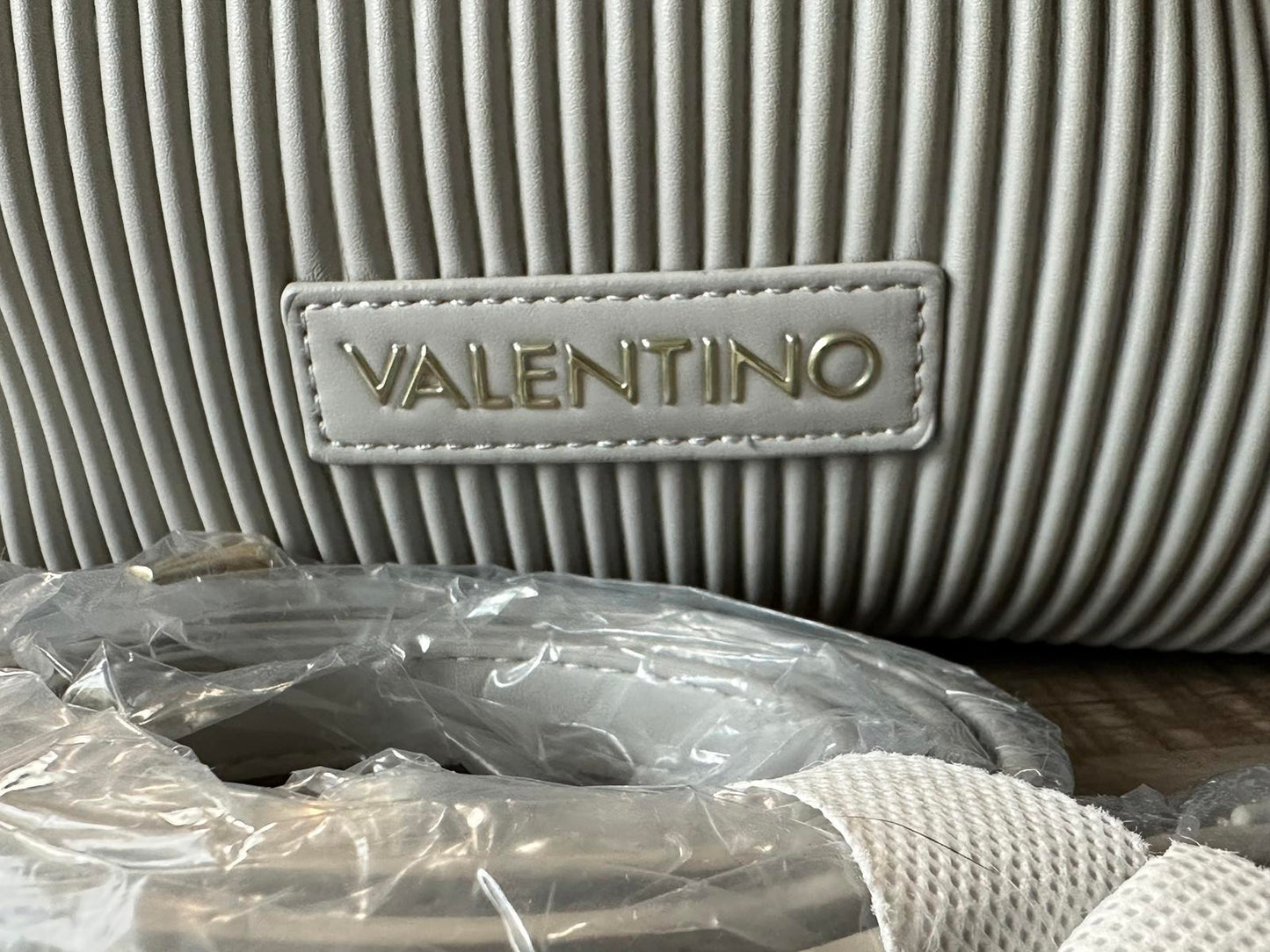 Mario Valentino Sacca Grigio Spa Ribbed Shoulder Bag