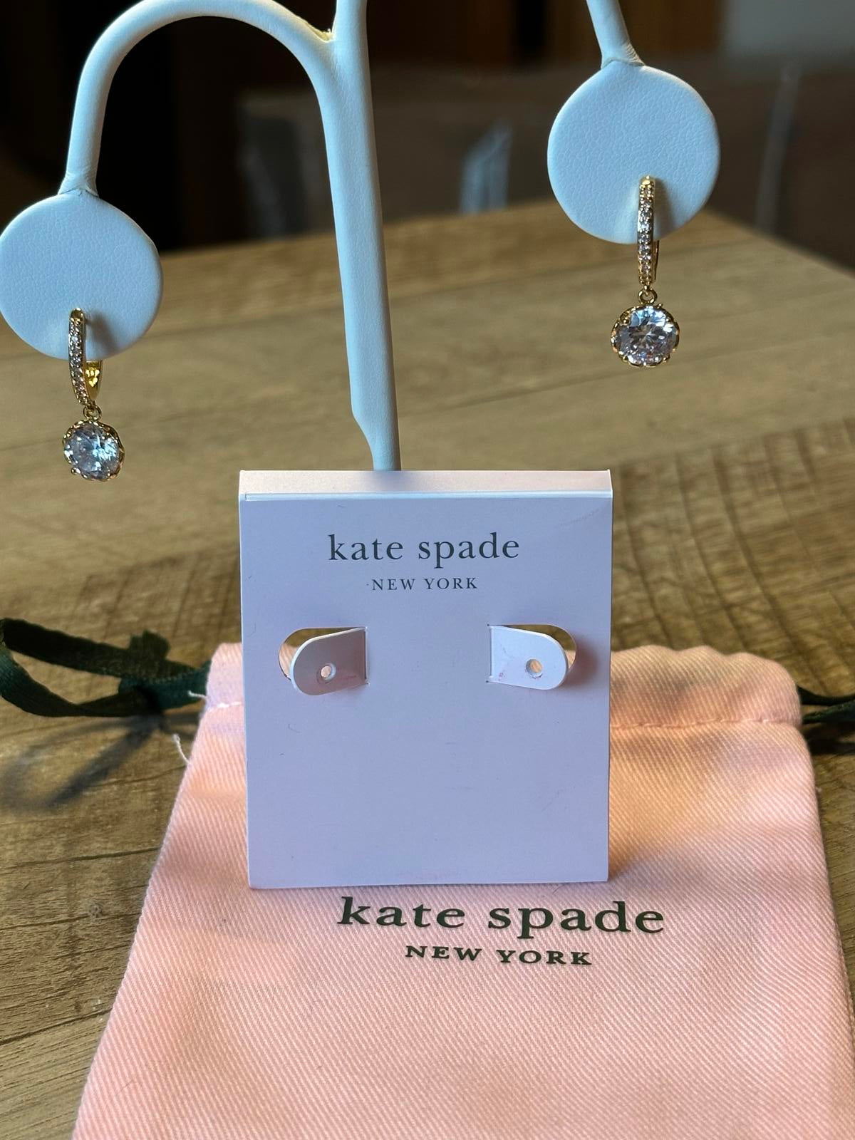 Kate Spade New York Gold Tone Crystal Drop Earrings