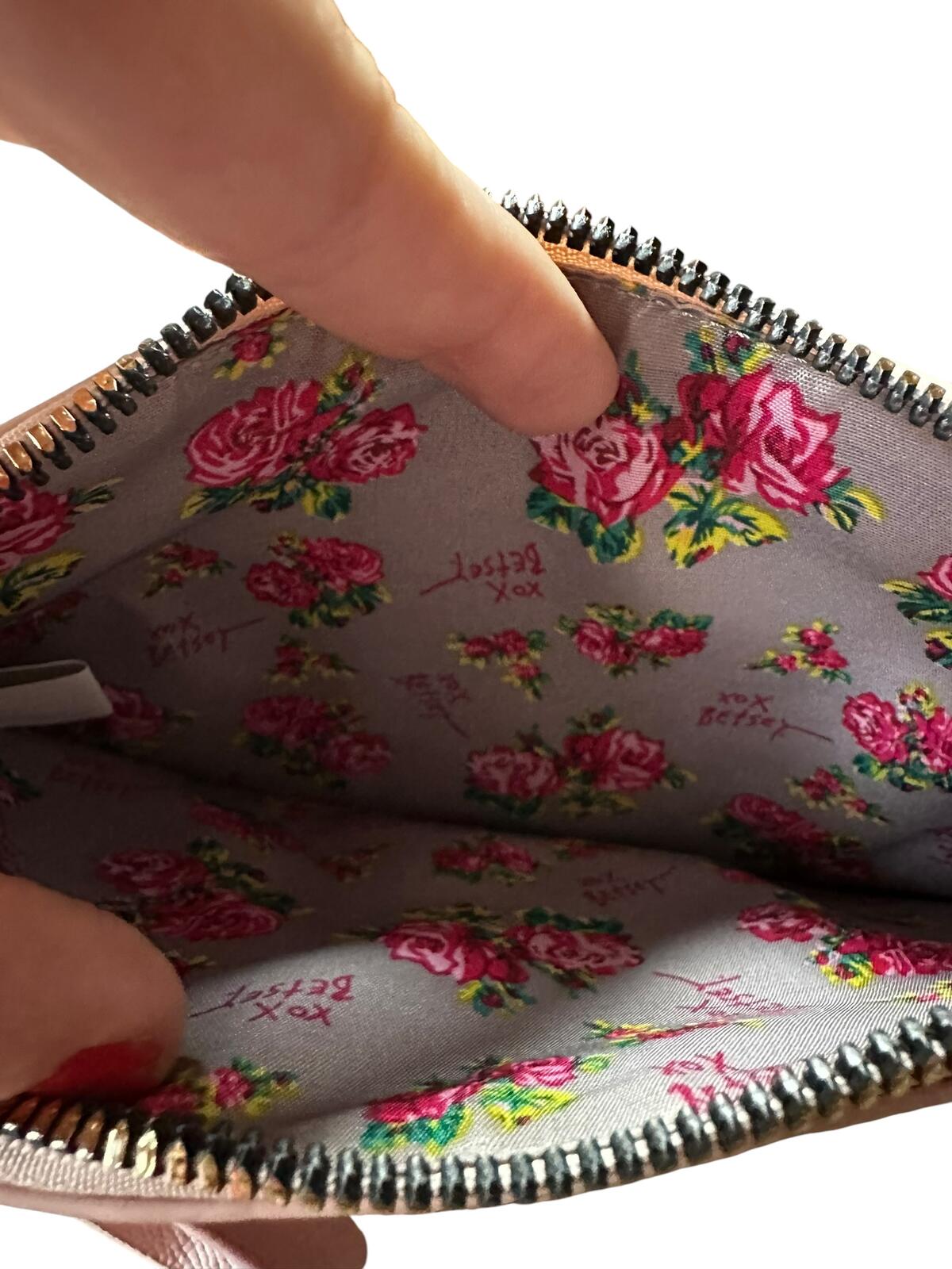 Betsey Johnson Strawberry Floral Wristlet Clutch Wallet