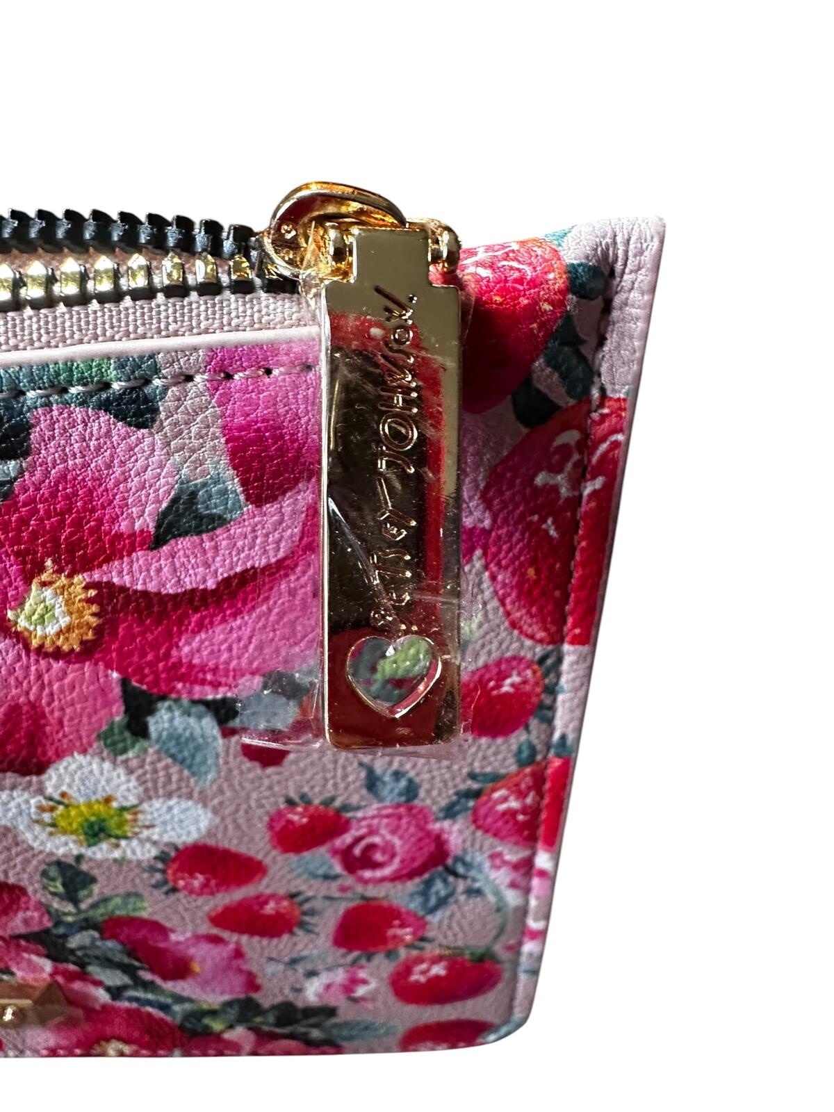 Betsey Johnson Strawberry Floral Wristlet Clutch Wallet