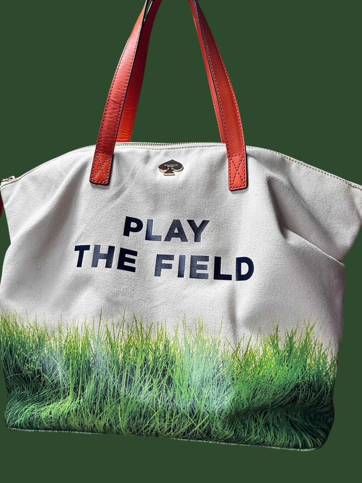 Kate Spade Play the Field Canvas Tote Bag Cream Green
