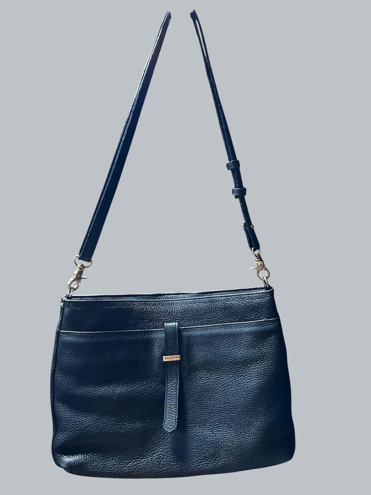 Brahmin Black Pebbled Leather Crossbody Shoulder Bag