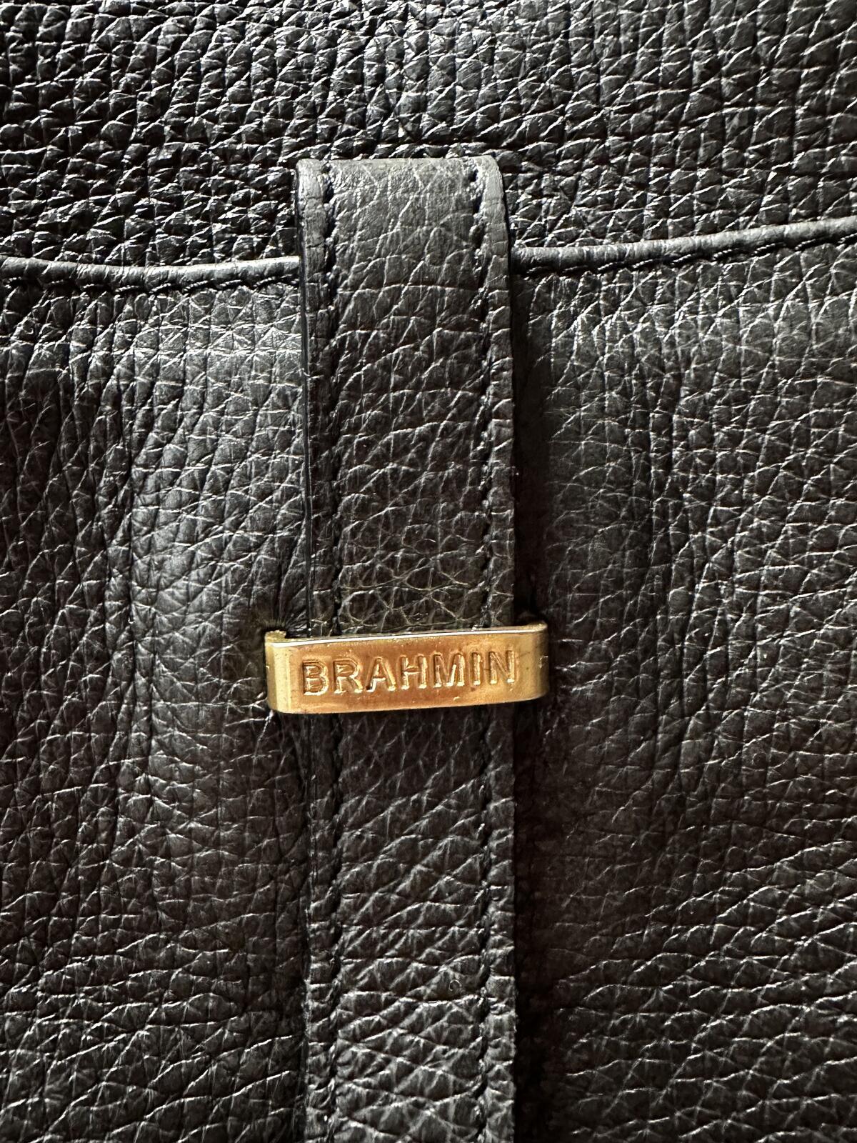 Brahmin Black Pebbled Leather Crossbody Shoulder Bag