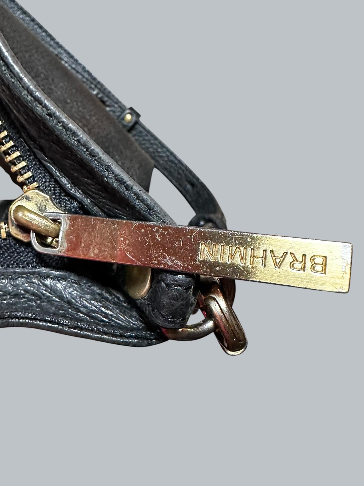 Brahmin Black Pebbled Leather Crossbody Shoulder Bag