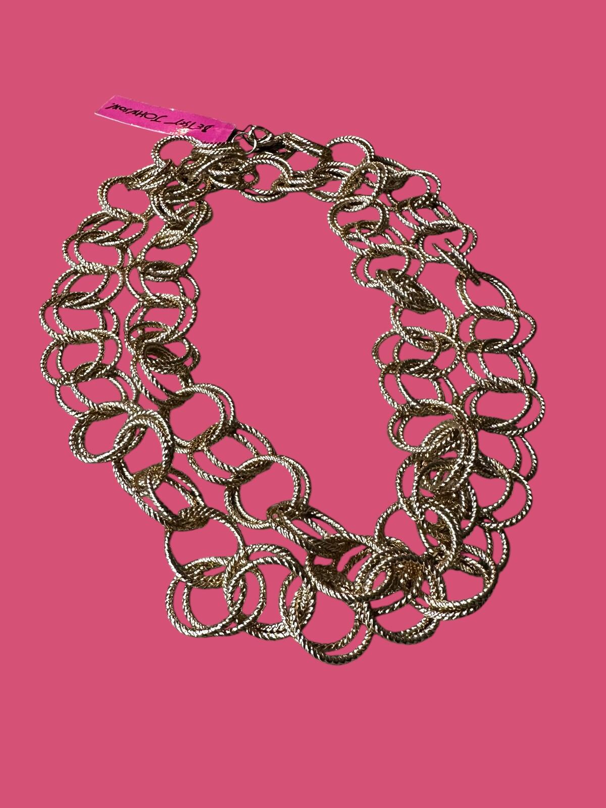 Betsey Johnson Gold-Tone Interlocking Link Statement Neckace
