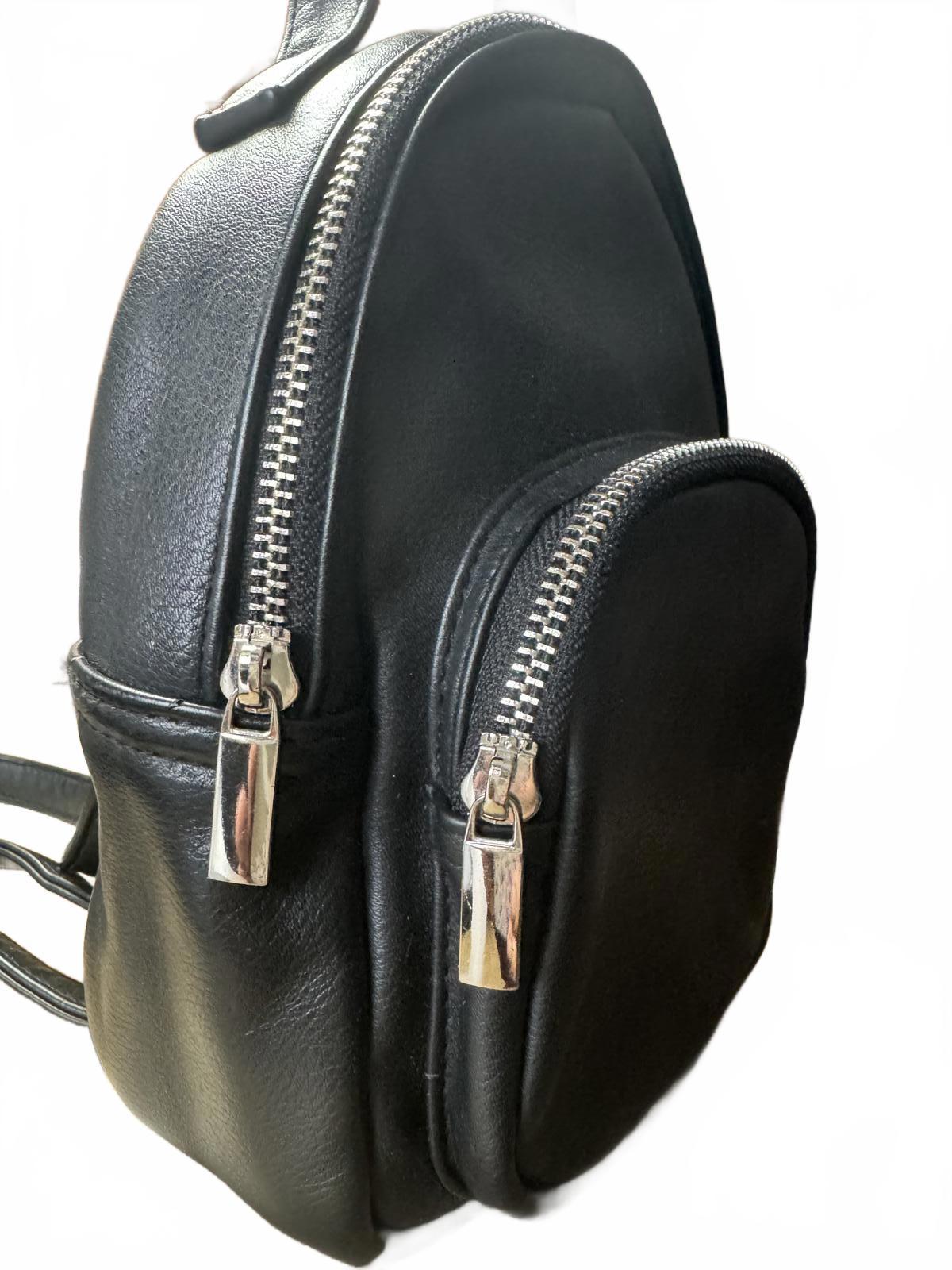 Wild Fable Compact Black Mini Backpack with Silver Zippers
