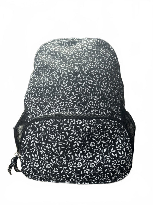 Black and White Floral Pattern Backpack