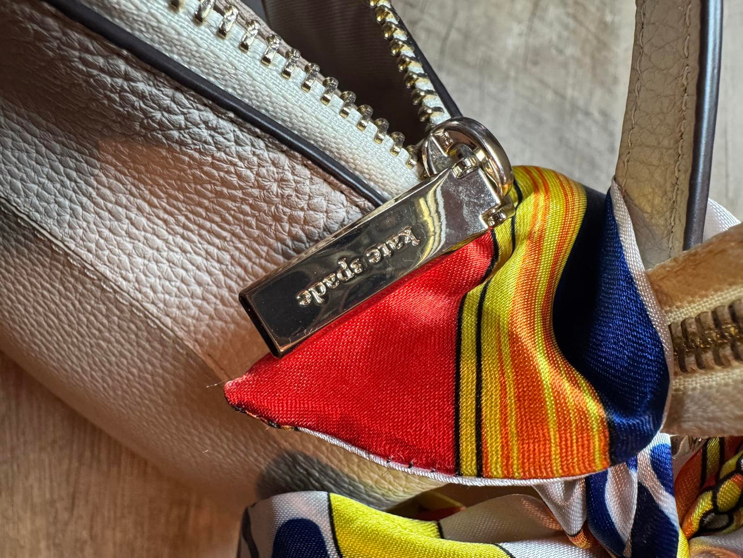 Kate Spade Two-Tone Leather Crossbody Bag with Scarf Accent