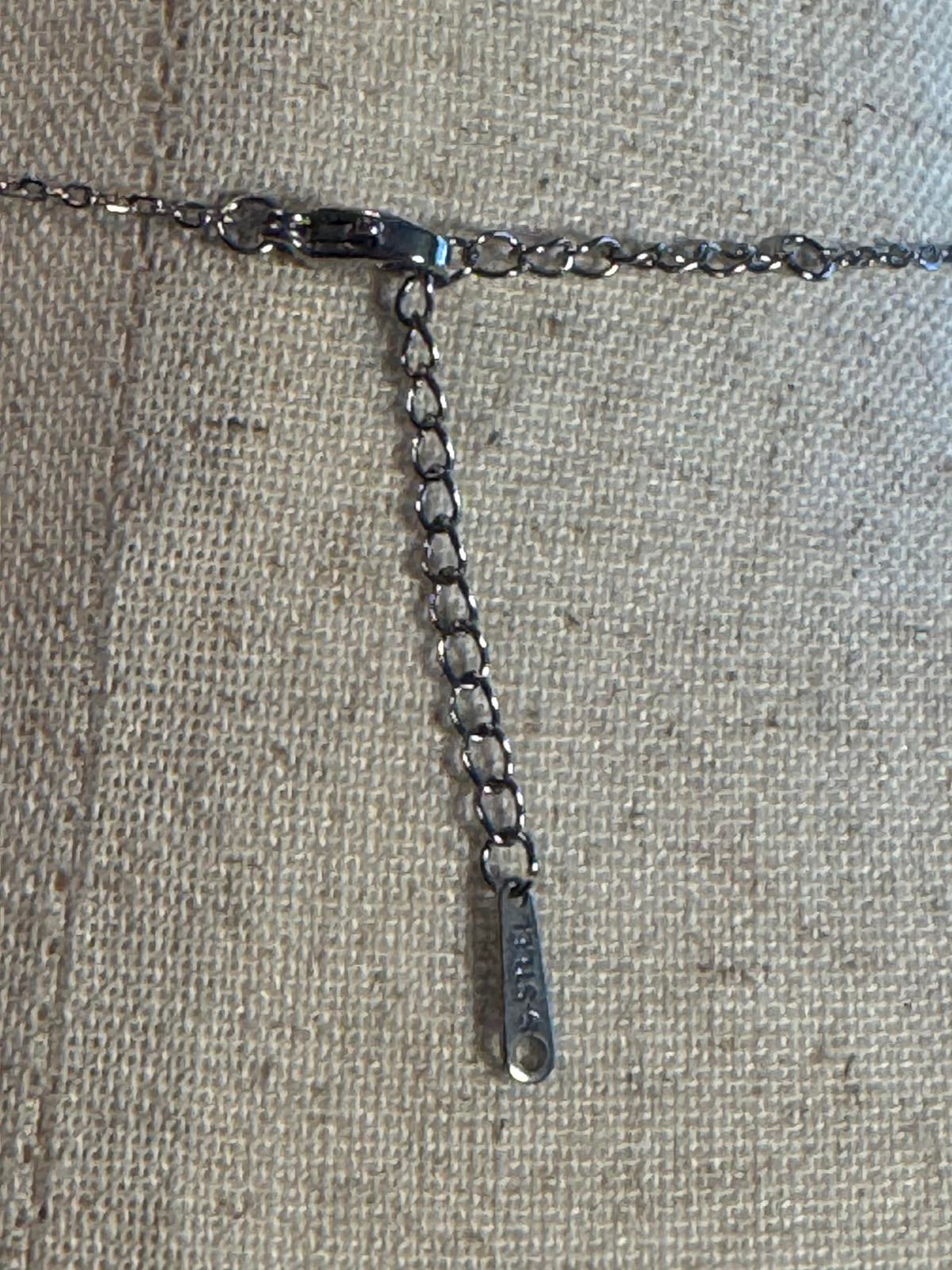 Heart Pendant Necklace with Pink Center Gemstone Stainless