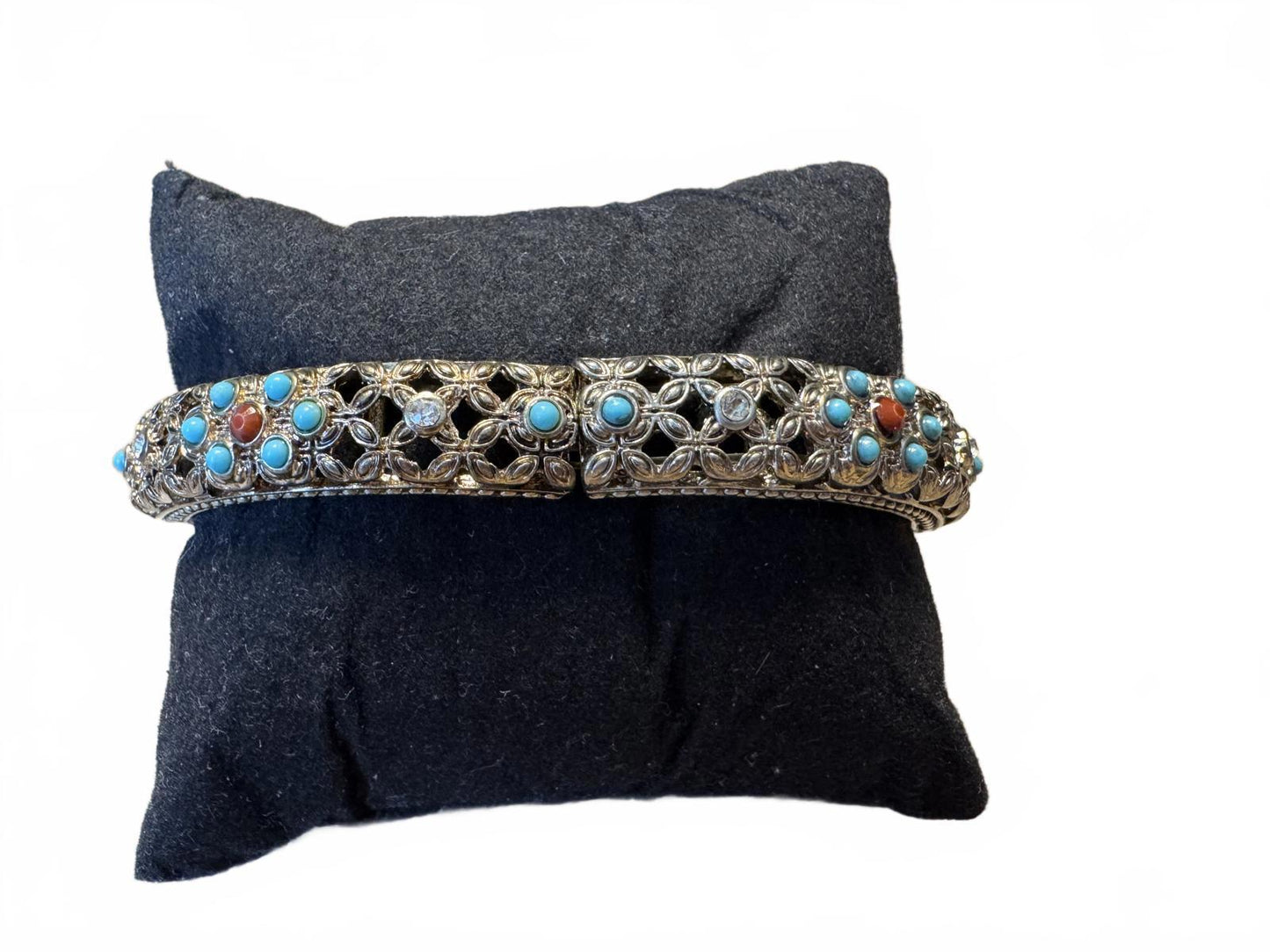 Graziano Vintage Silver-Tone Filigree Bracelet Turquoise