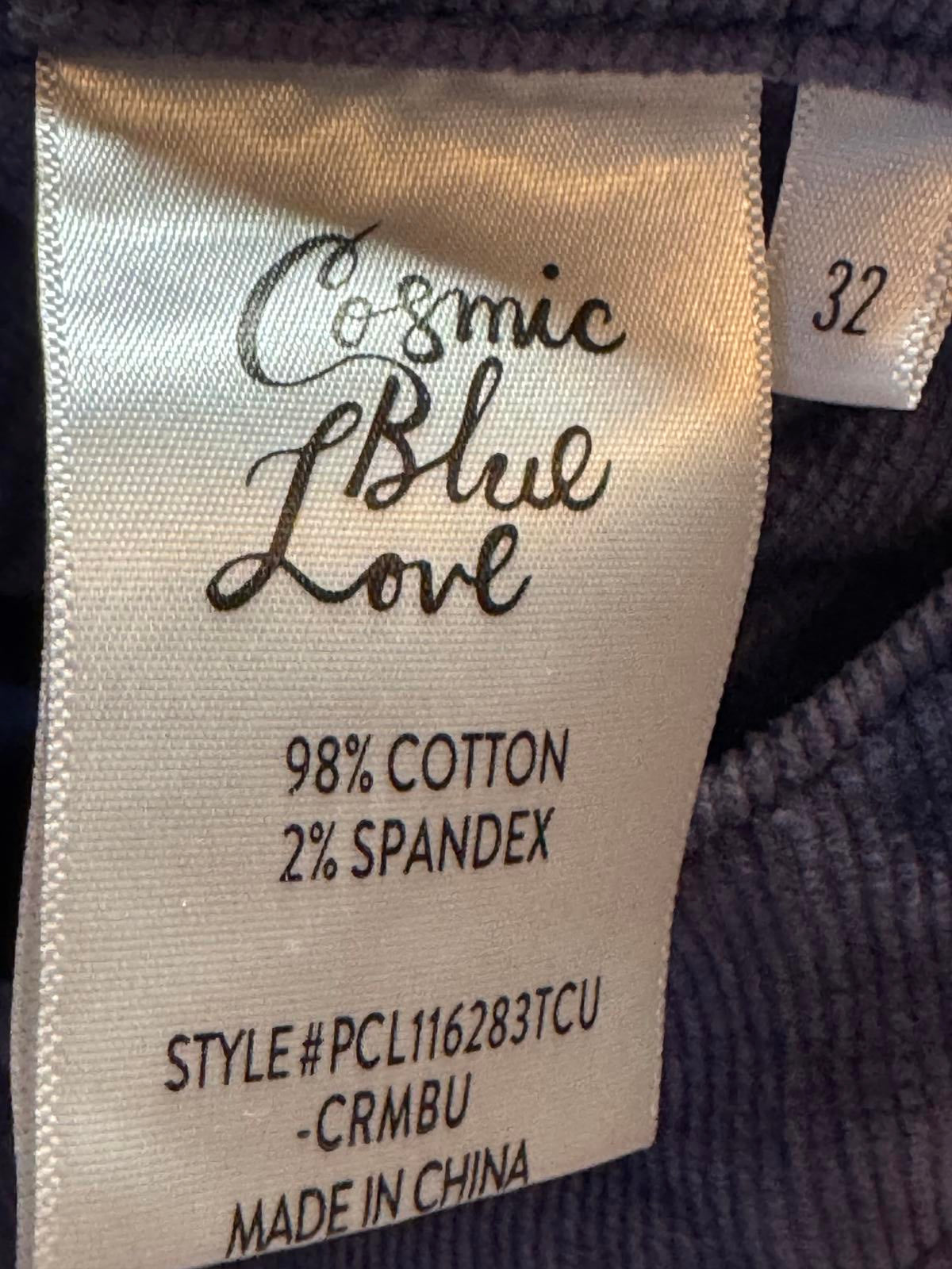 Cosmic Blue Love Navy Blue Corduroy Pants with Button Fly