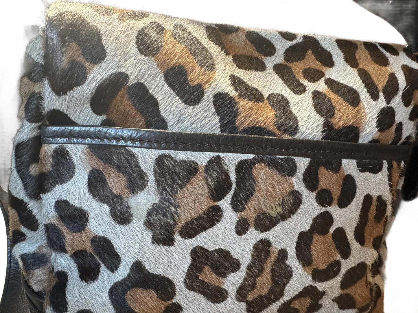 Tory Burch Leopard Print Cow Fur Crossbody Bag