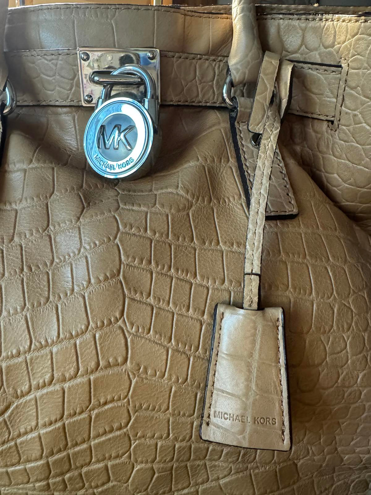 MICHAEL Michael Kors Taupe Croc-Embossed Handbag