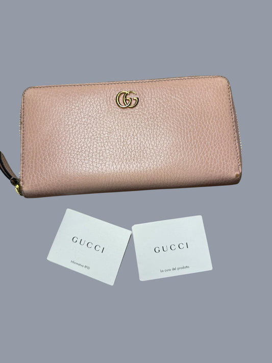 Gucci Pink Leather Zip-Around Wallet