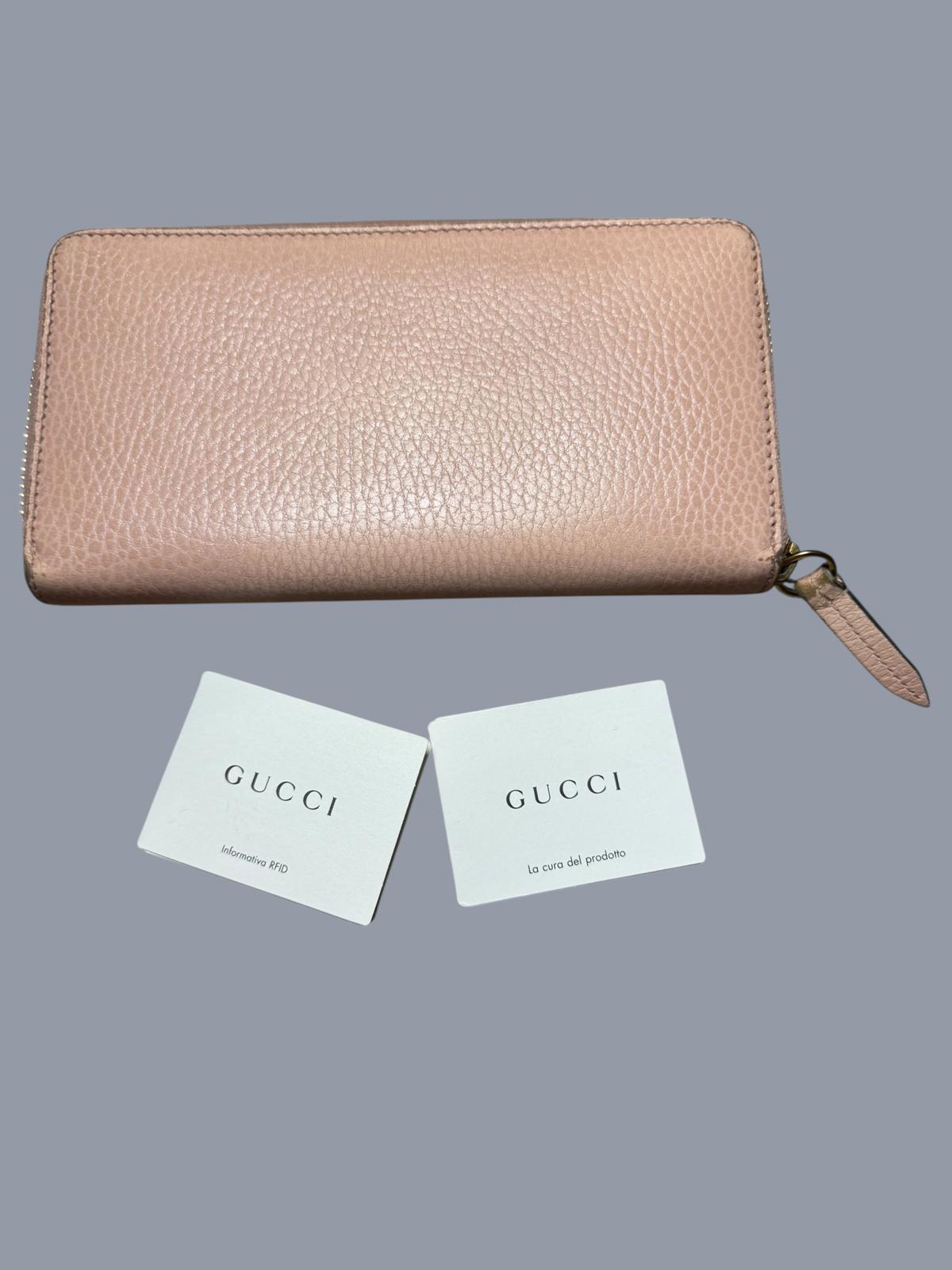Gucci Pink Leather Zip-Around Wallet