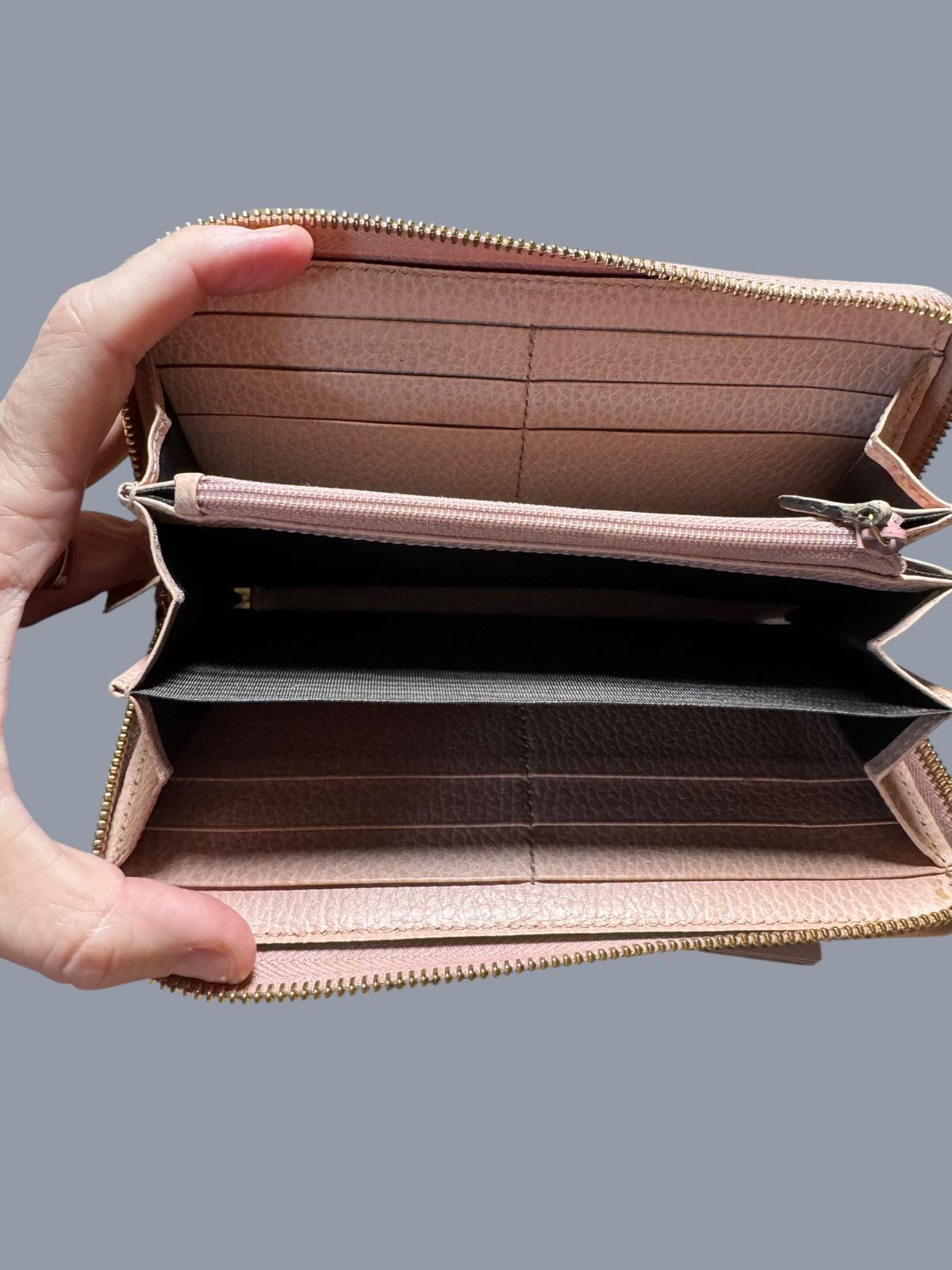 Gucci Pink Leather Zip-Around Wallet