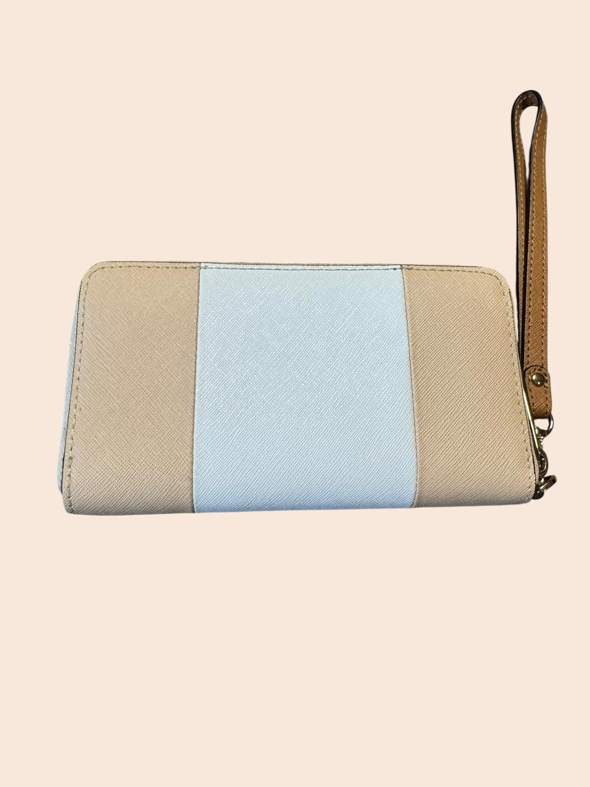 Michael Kors Wristlet Wallet in Beige and White