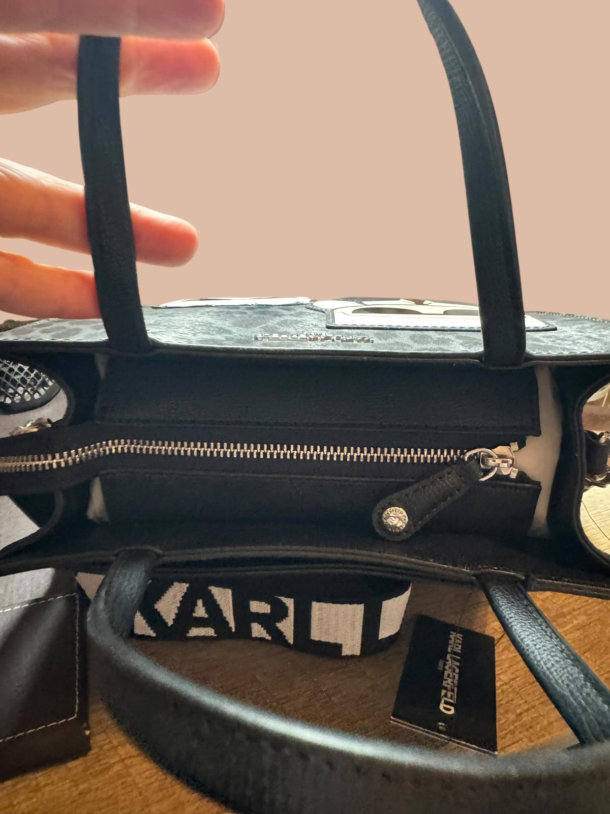 Karl Lagerfeld Leopard Print Tote Bag with Cartoon Design