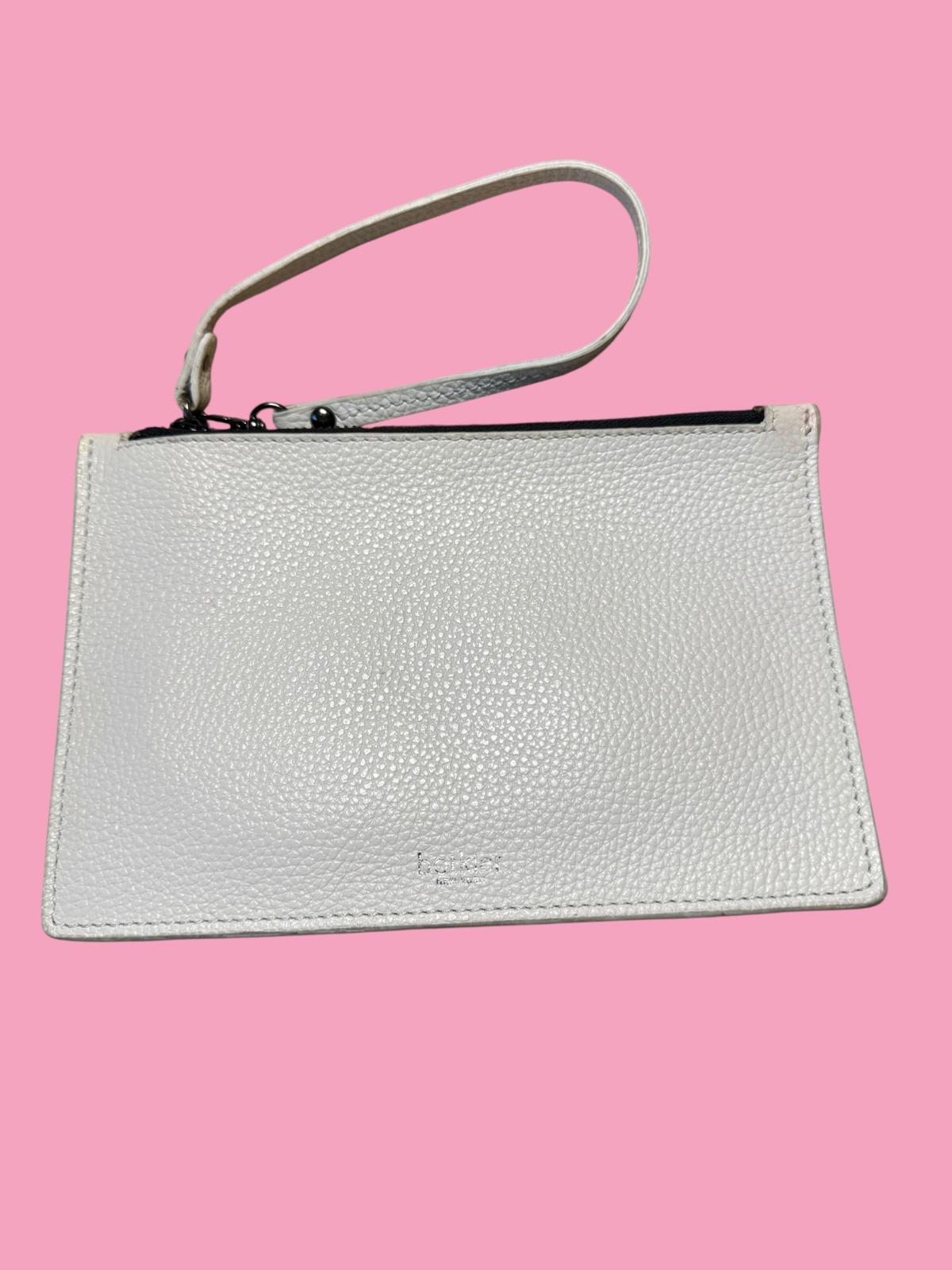 Botkier New York Leather Wristlet Clutch White & Silver