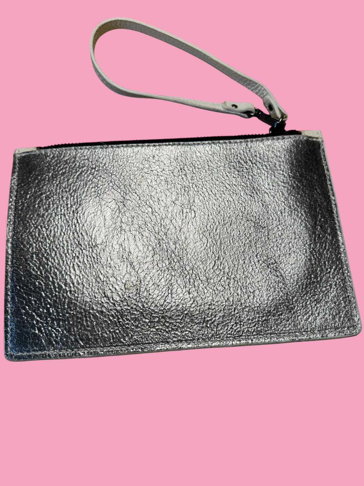 Botkier New York Leather Wristlet Clutch White & Silver