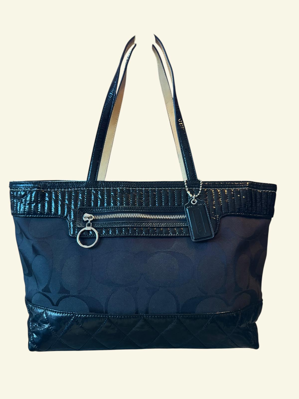 Coach Poppy Signature Glam Tote Patent Quilted Y2K