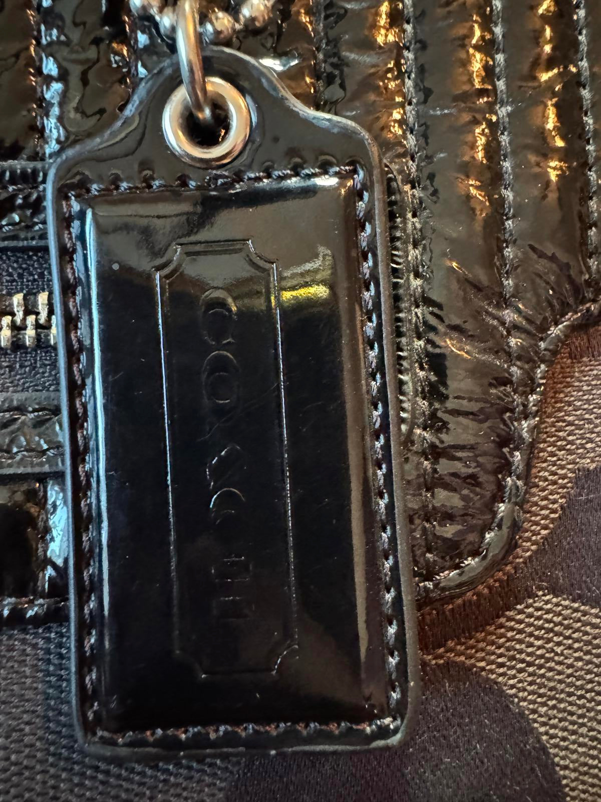 Coach Poppy Signature Glam Tote Patent Quilted Y2K