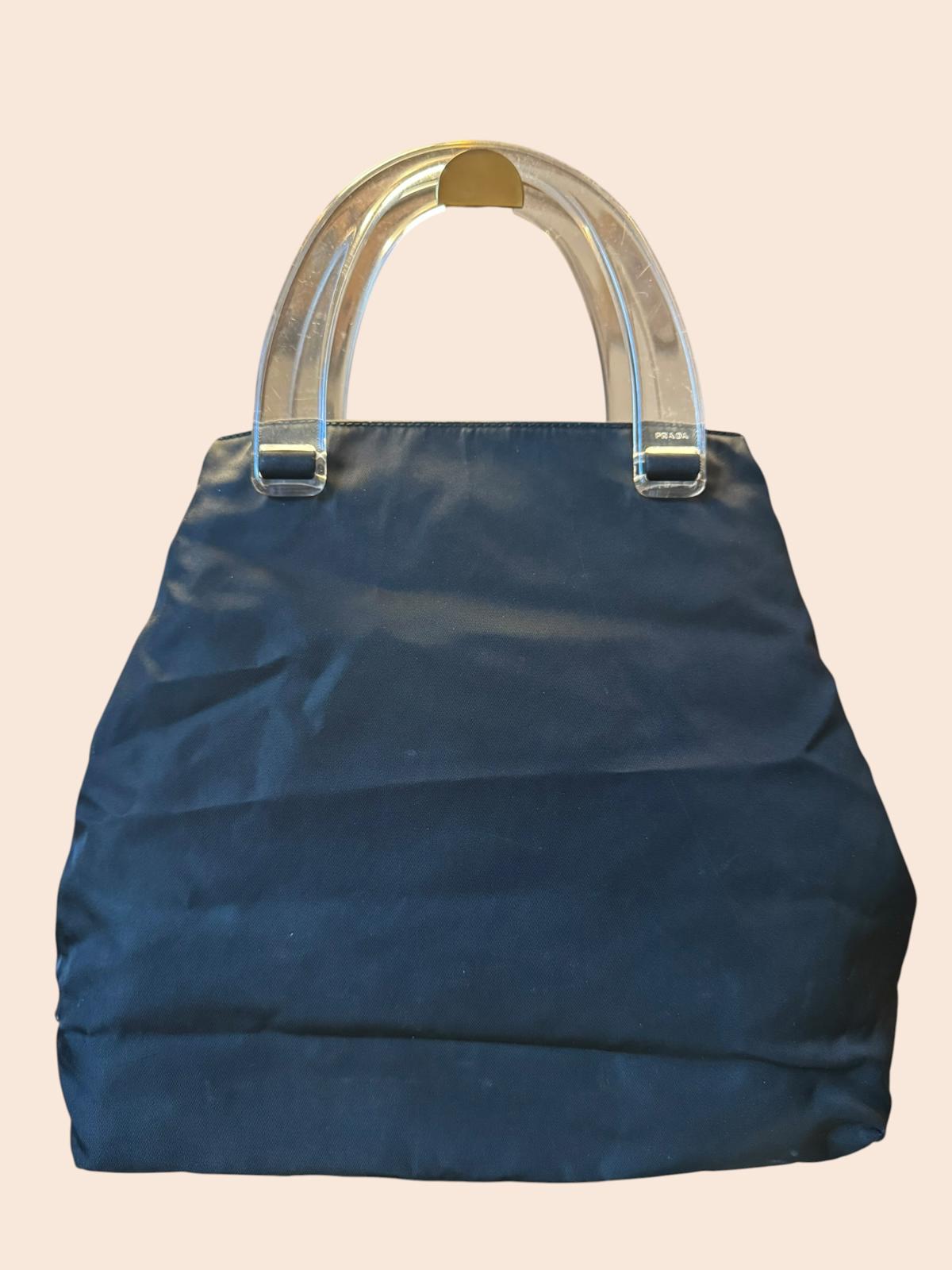 Prada Vintage Tessuto Nylon Tote Lucite Handles