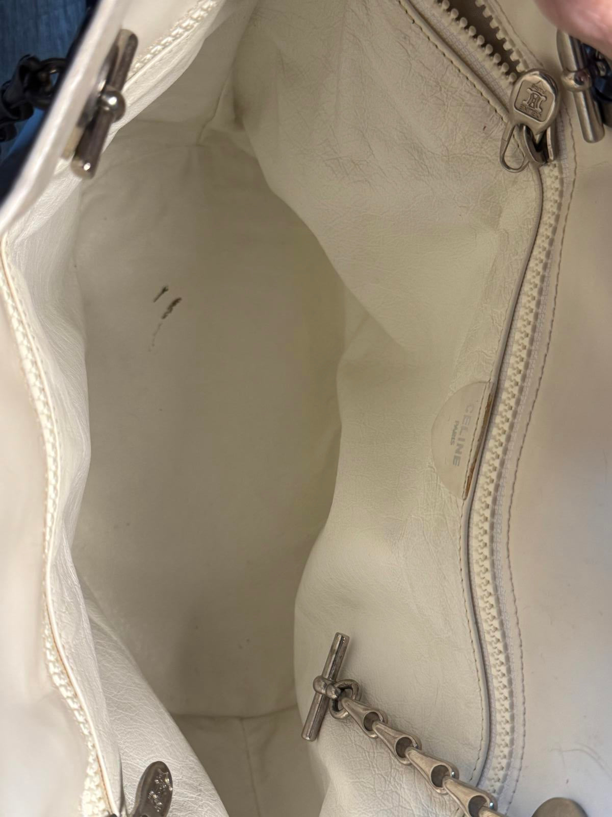 Authentic Vintage Céline White Leather Tote Bag