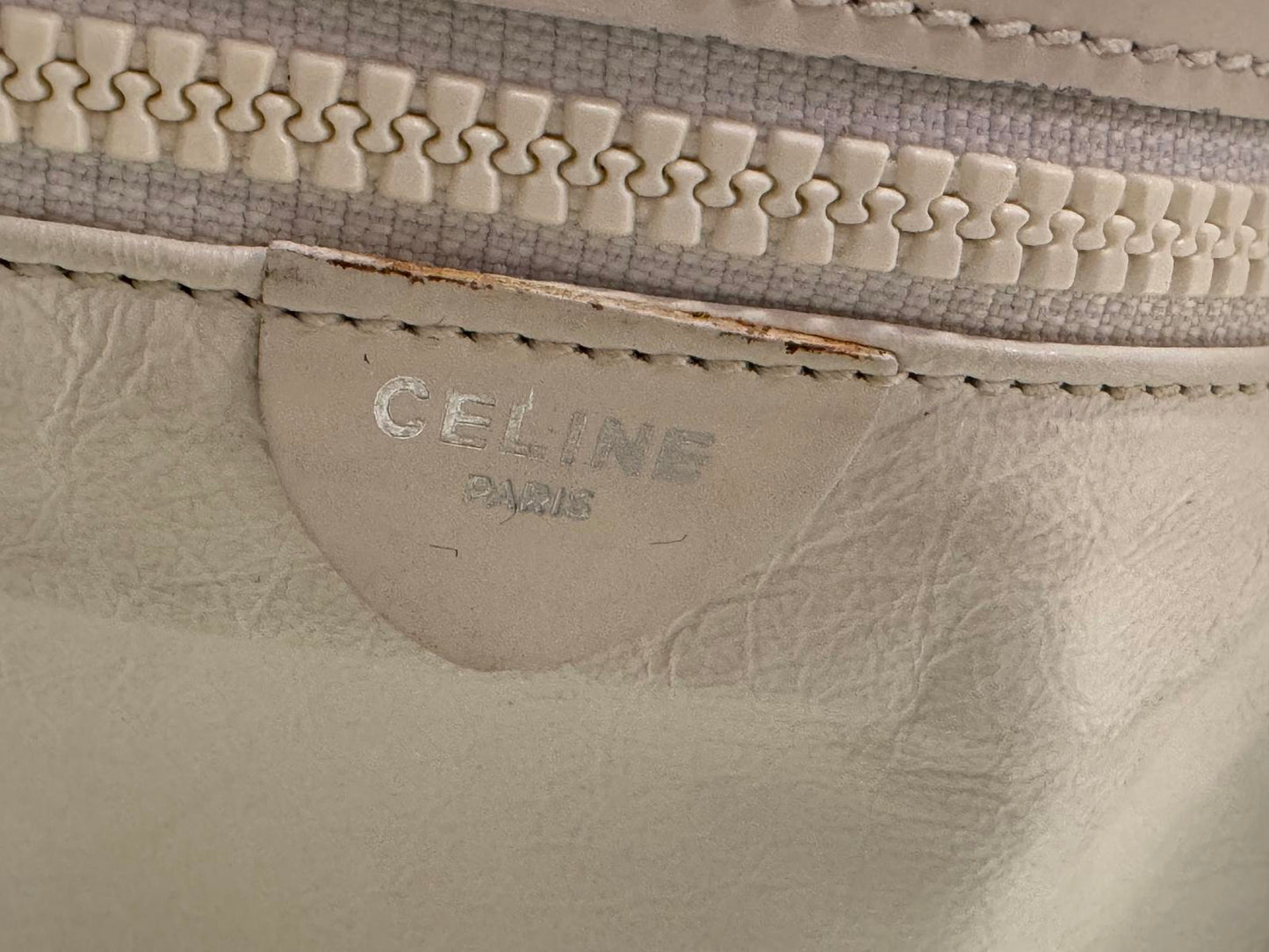 Authentic Vintage Céline White Leather Tote Bag