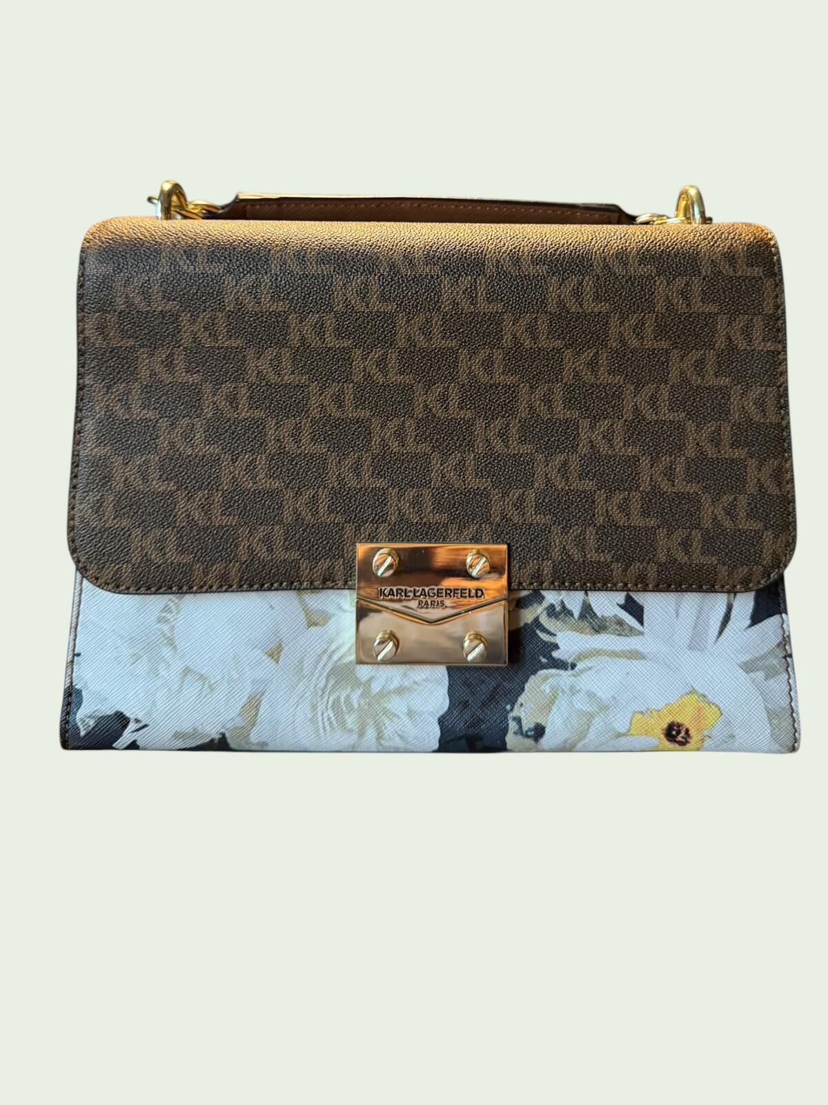 Karl Lagerfeld Signature Floral Print Top Handle Bag