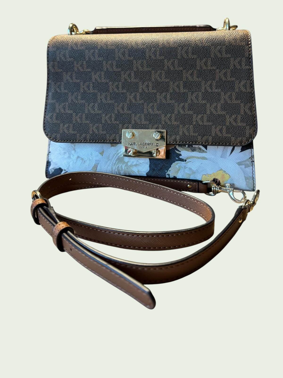 Karl Lagerfeld Signature Floral Print Top Handle Bag