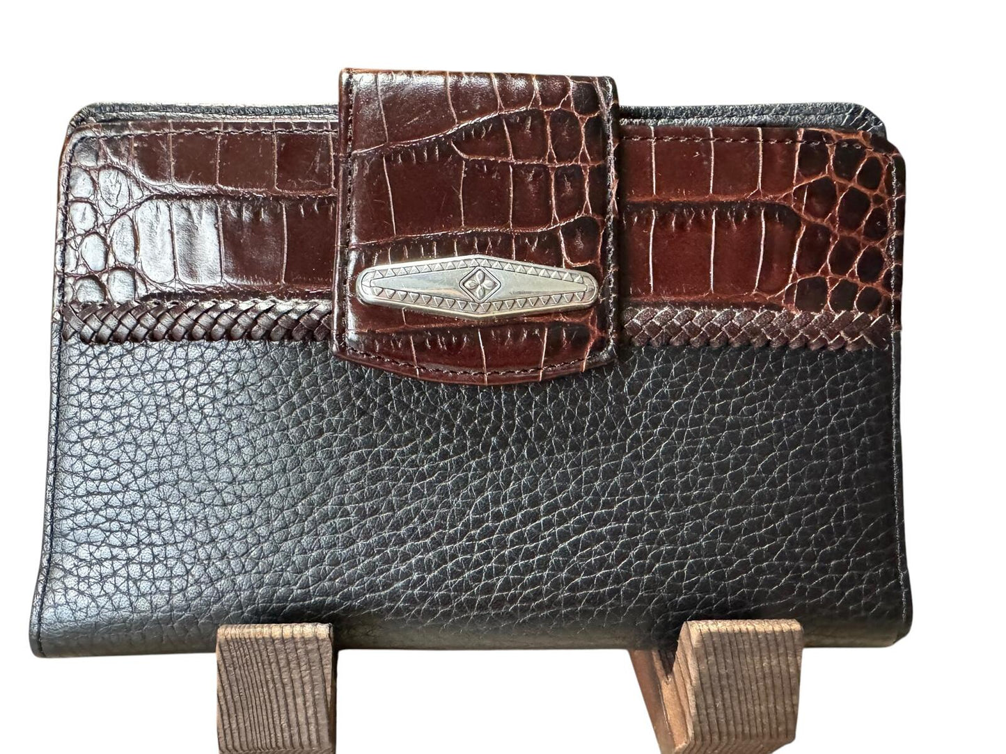 Brighton Two-Tone Leather Wallet with Crocodile Embossed