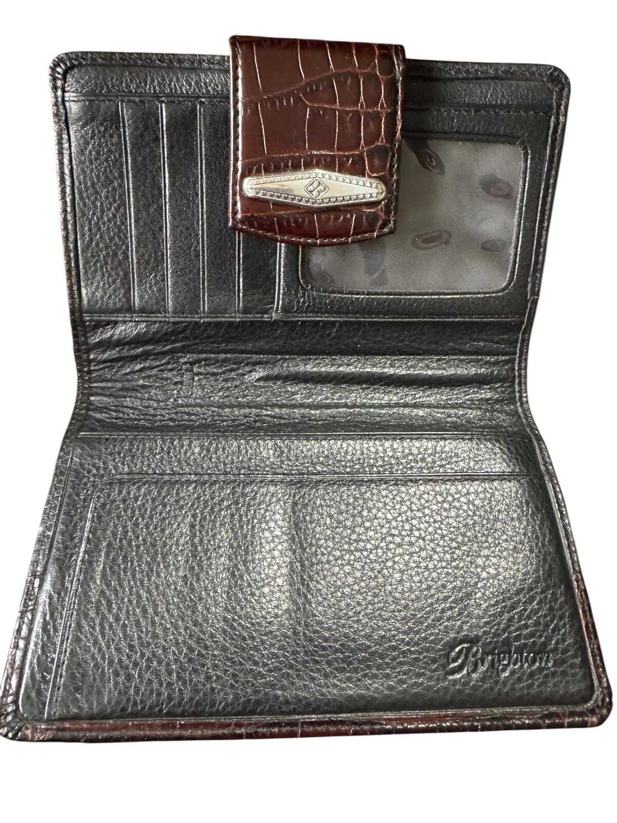Brighton Two-Tone Leather Wallet with Crocodile Embossed
